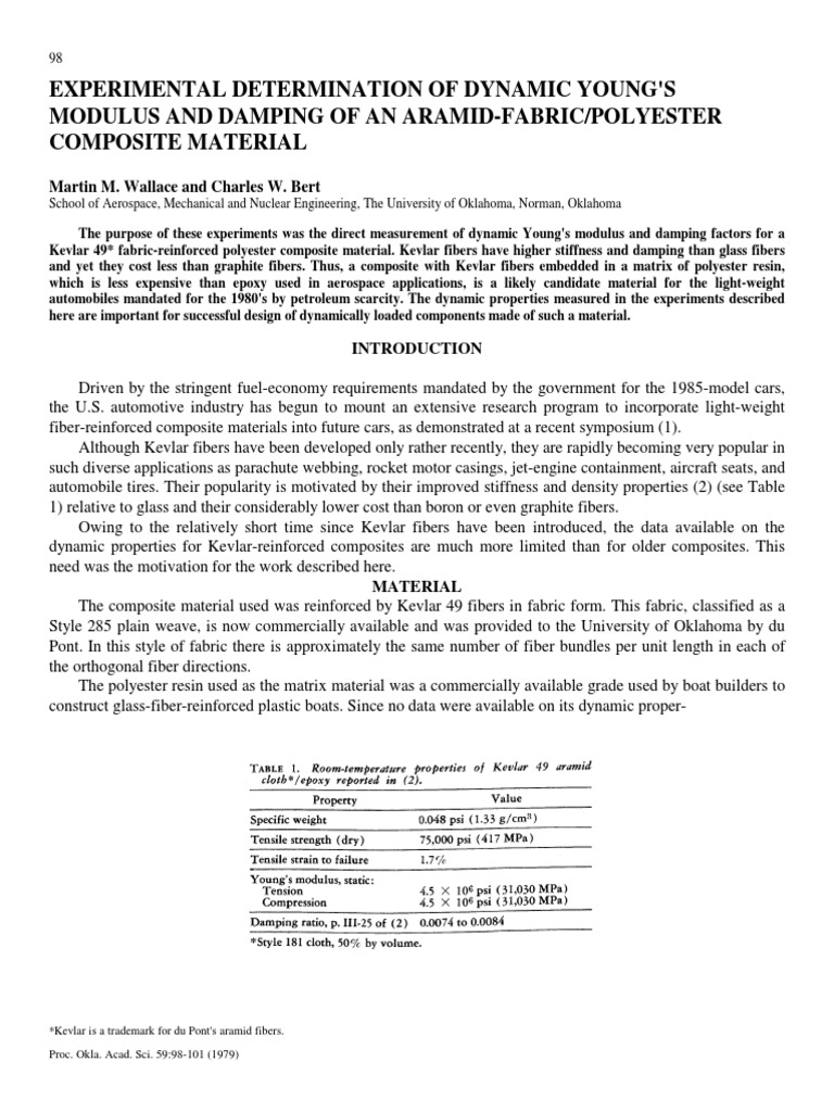 Experimental Determination of Dynamic Young's Modulus and Damping of An ...