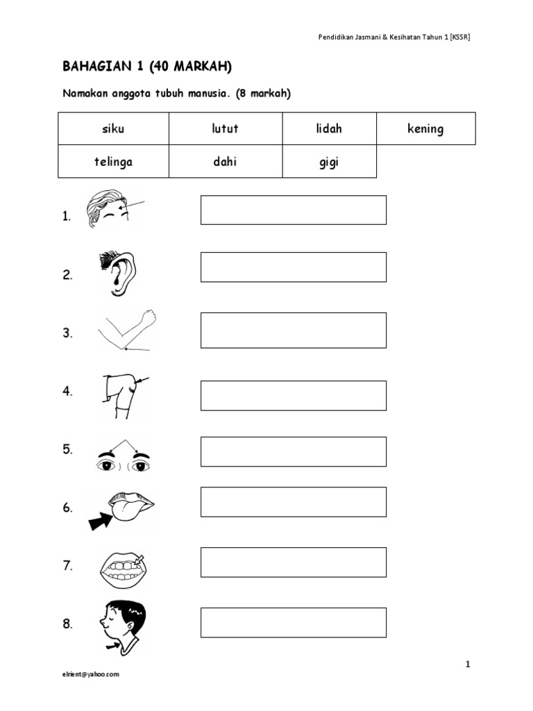 Ujian Pendidikan Kesihatan Sem 1 Docx