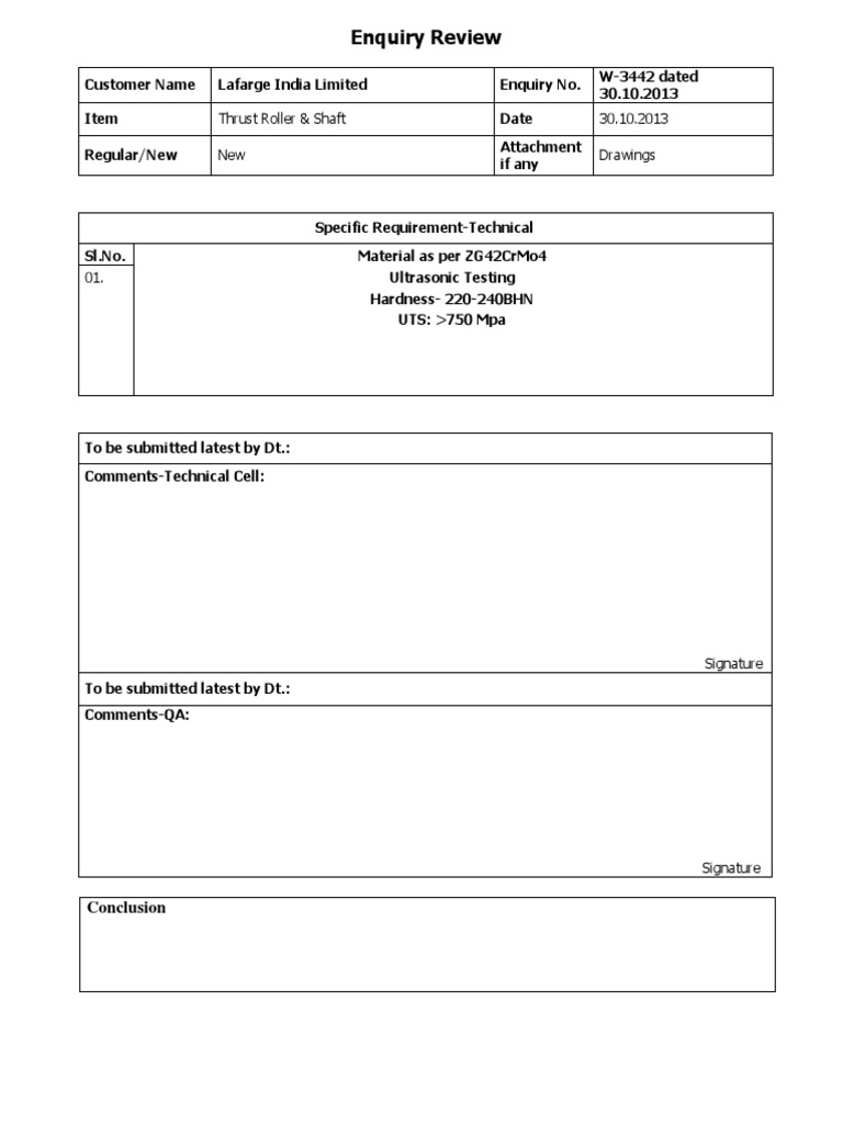 Enquiry Review Format | PDF