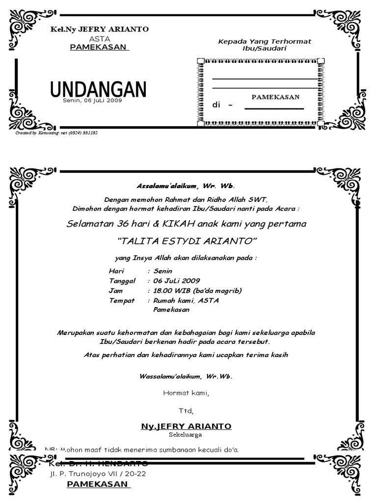 Model Undangan Seri 2b 40 Hari