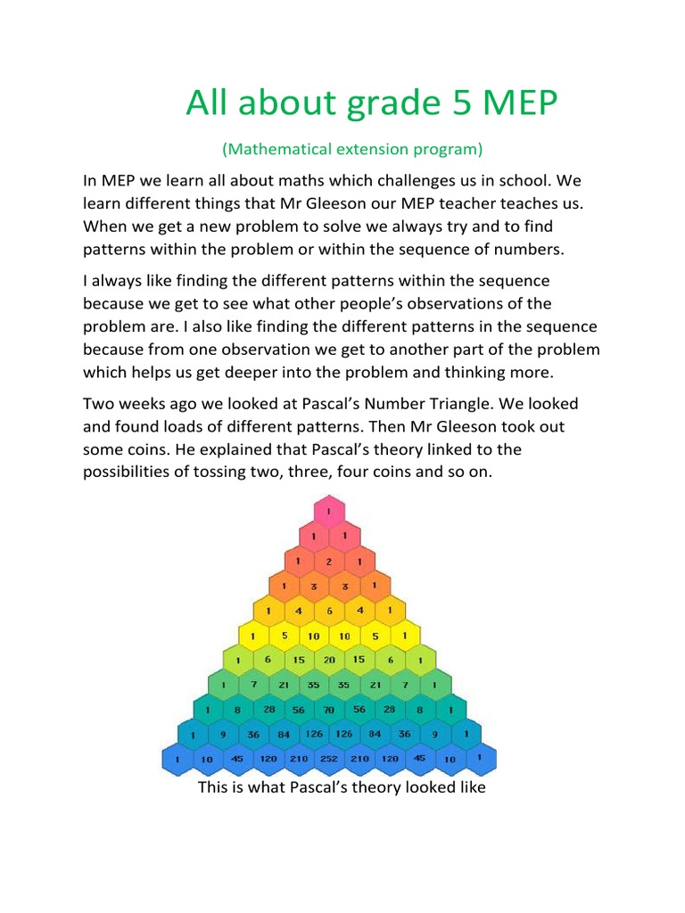 Grade 5 MEP: Exploring Patterns in Maths | PDF | Self-Improvement