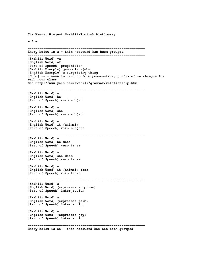 Kamusi Dictionary Swahili English.pdf Swahili Language Part Of