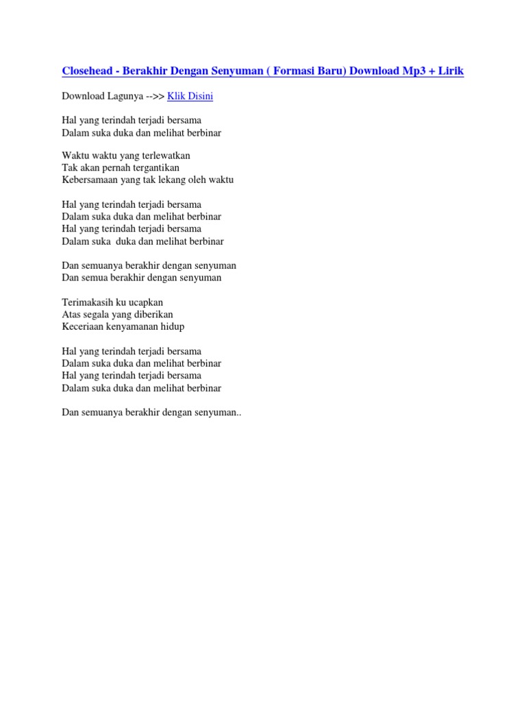 Closehead Lyrics and Chords Collection | PDF