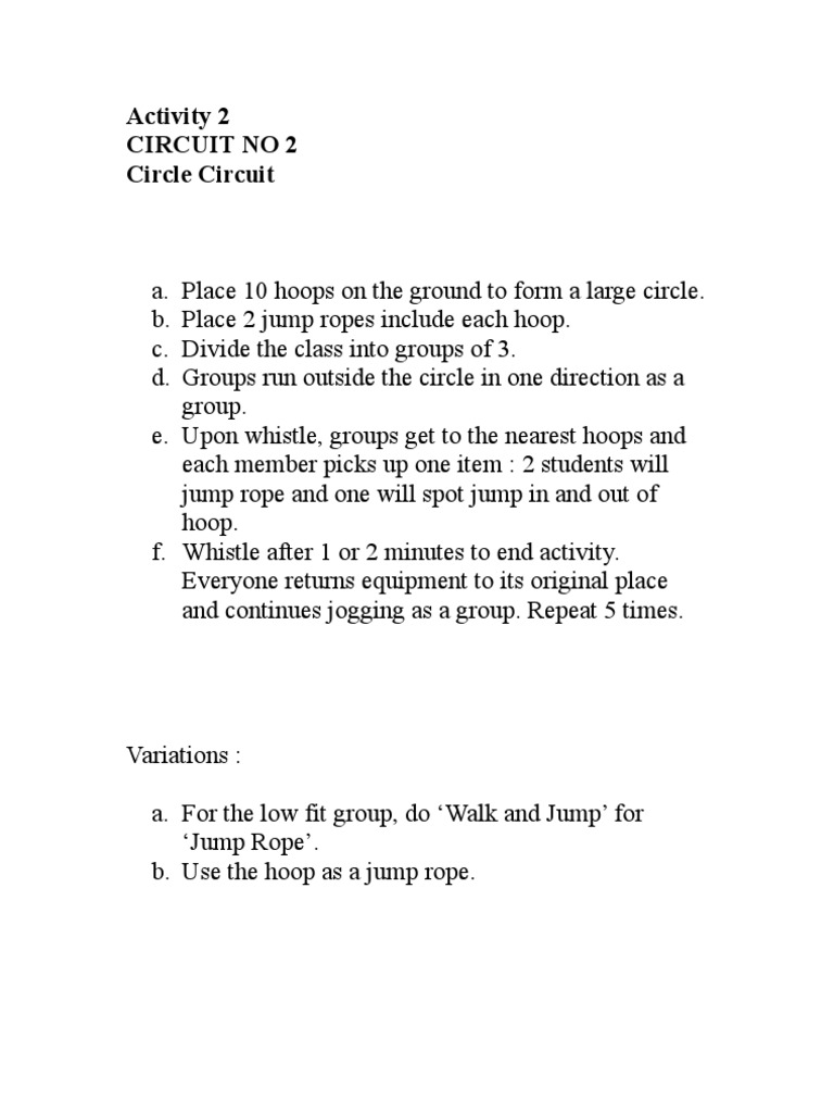 Circle Circuit Jump Rope Activity | PDF | Home & Garden