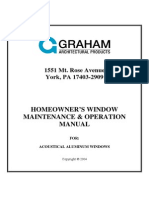 Homeowner'S Window: Maintenance & Operation Manual