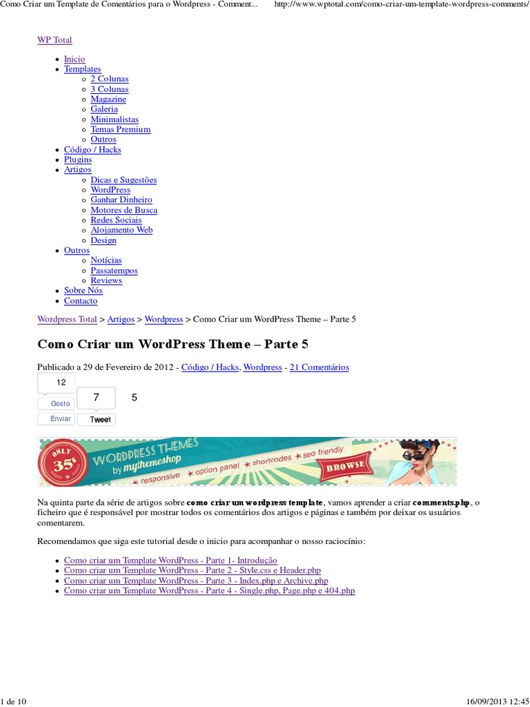 Como Criar Um Template de Comentários para o Wordpress - Comments - PHP ...