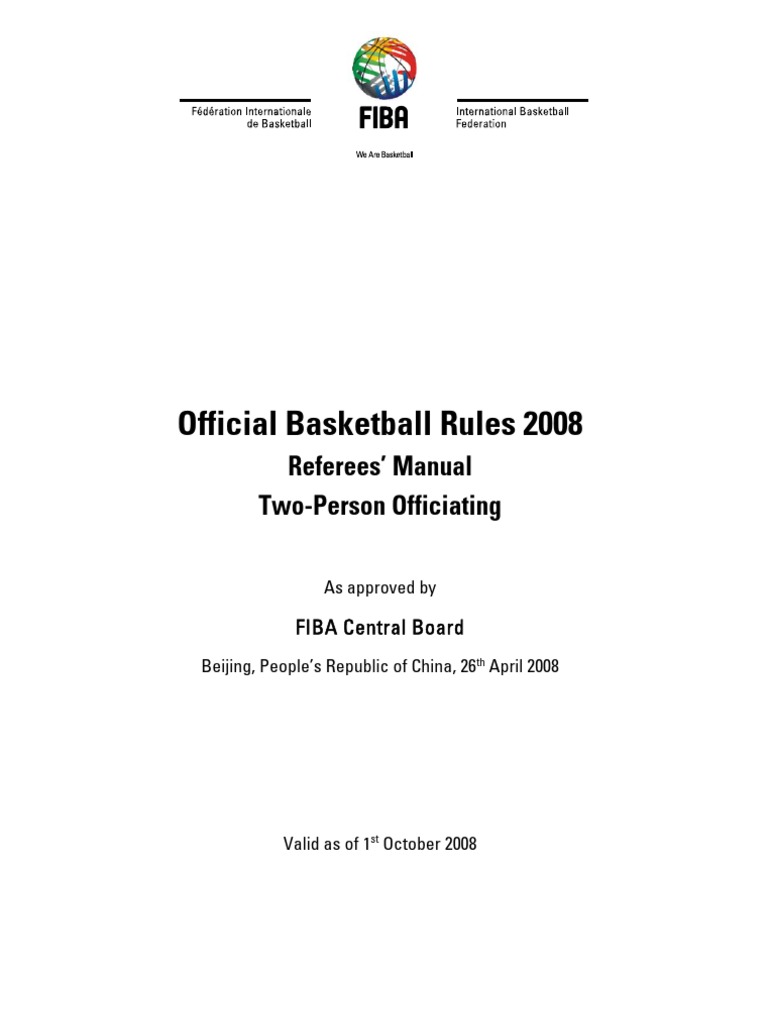 FIBA Two Person Officiating Mechanics Manual PDF Referee Sports