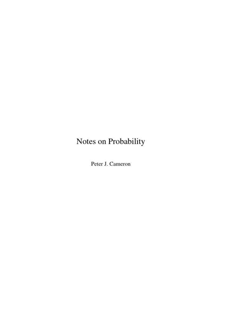 Notes On Probability | PDF