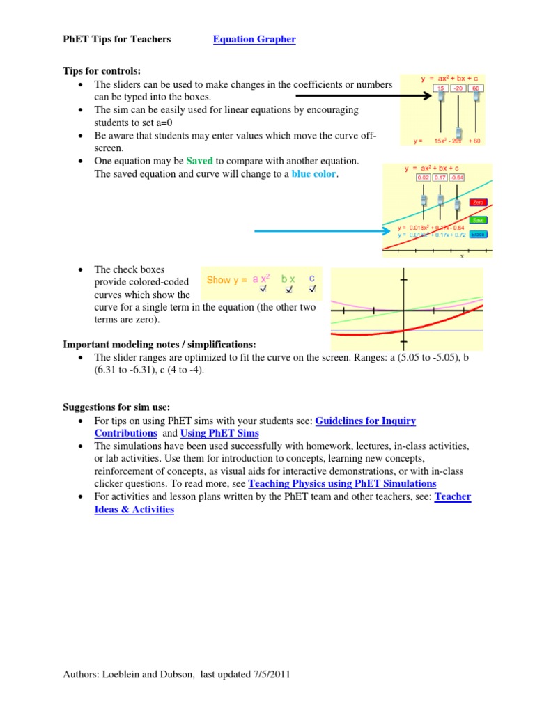 Equation Grapher Teacher Notes | PDF