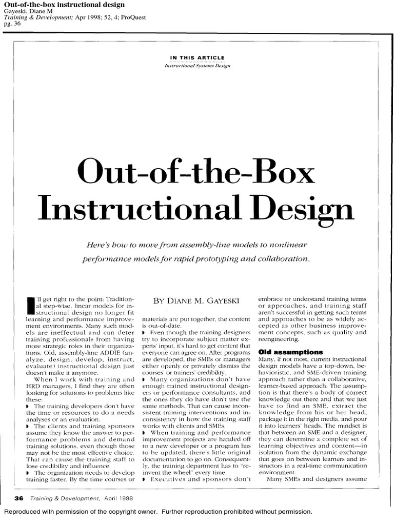 Out of The Box Instructional Design | PDF | Copyright Law | Law