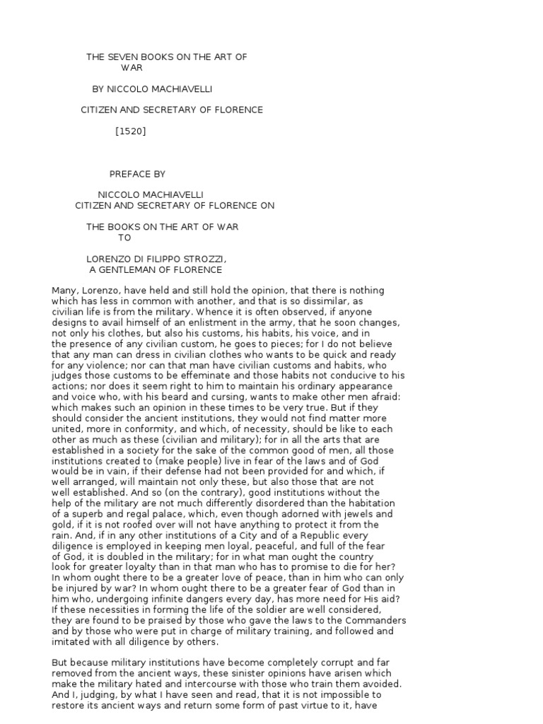 The art of war by niccolo machiavelli pdf the art of war