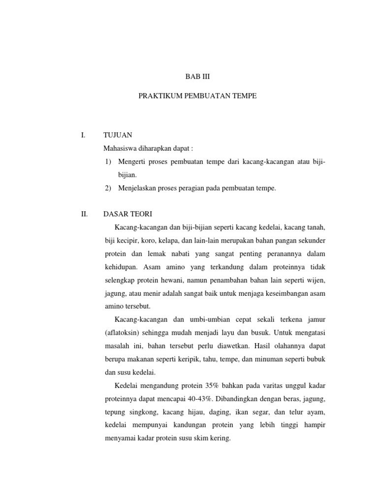 Laporan Praktikum Pembuatan Tempe