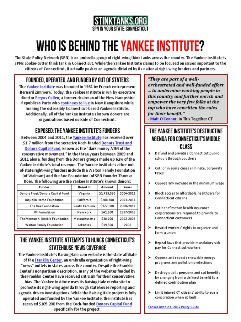 CT Who Is Behind The Yankee Institute PDF The United States