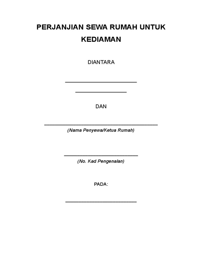 Contoh Perjanjian Sewa Rumah Pdf