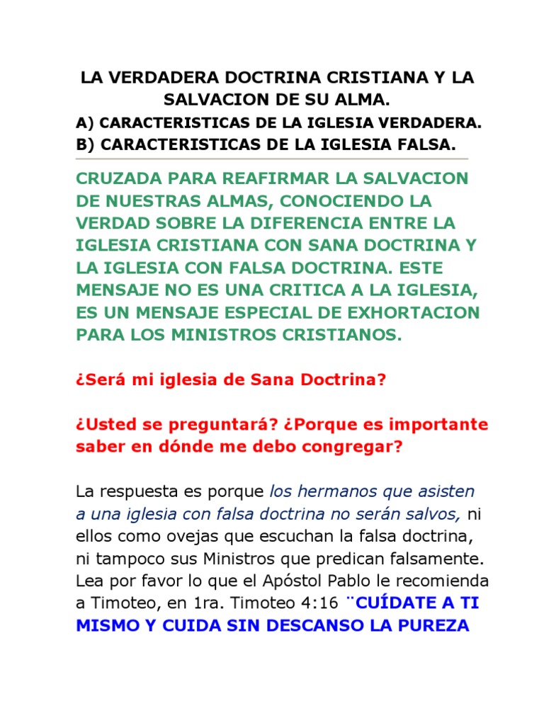 Sana Doctrina Cristiana y La Salvacion de Su Alma | PDF | Cristo ...