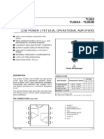 Low Power J-Fet Dual Operational Amplifiers: TL062 TL062A - TL062B