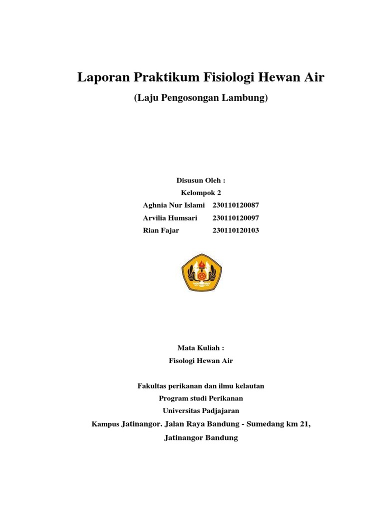 Laporan Praktikum Fisiologi Hewan Air 3 pdf Laporan Praktikum Fisiologi Hewan Air 3 pdf