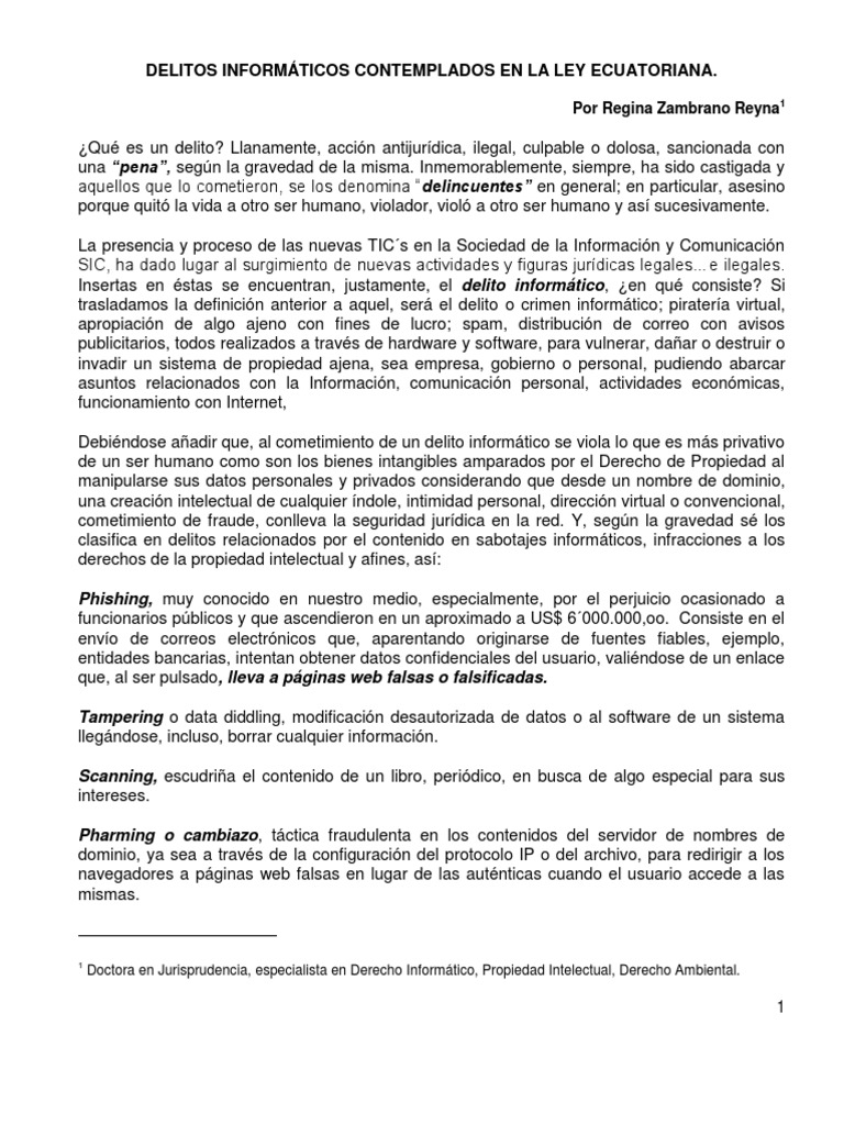 Delitos Informáticos en Ecuador | PDF | Hacker de seguridad | Cibercrimen