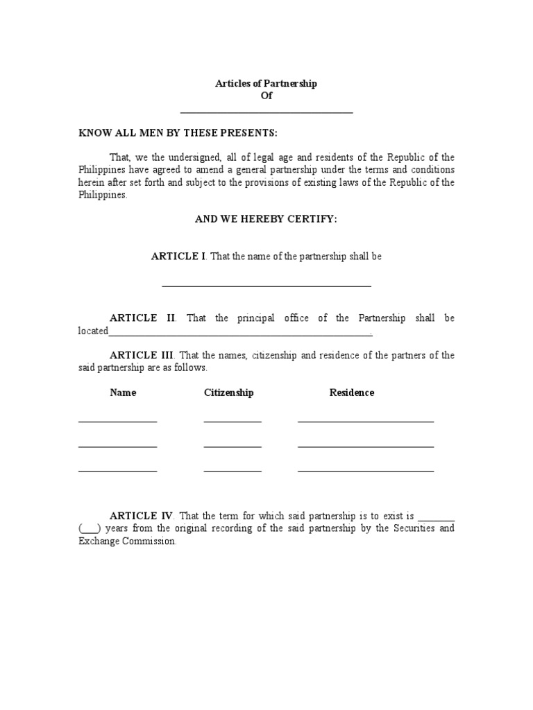 Partnership Template PDF | PDF | Business