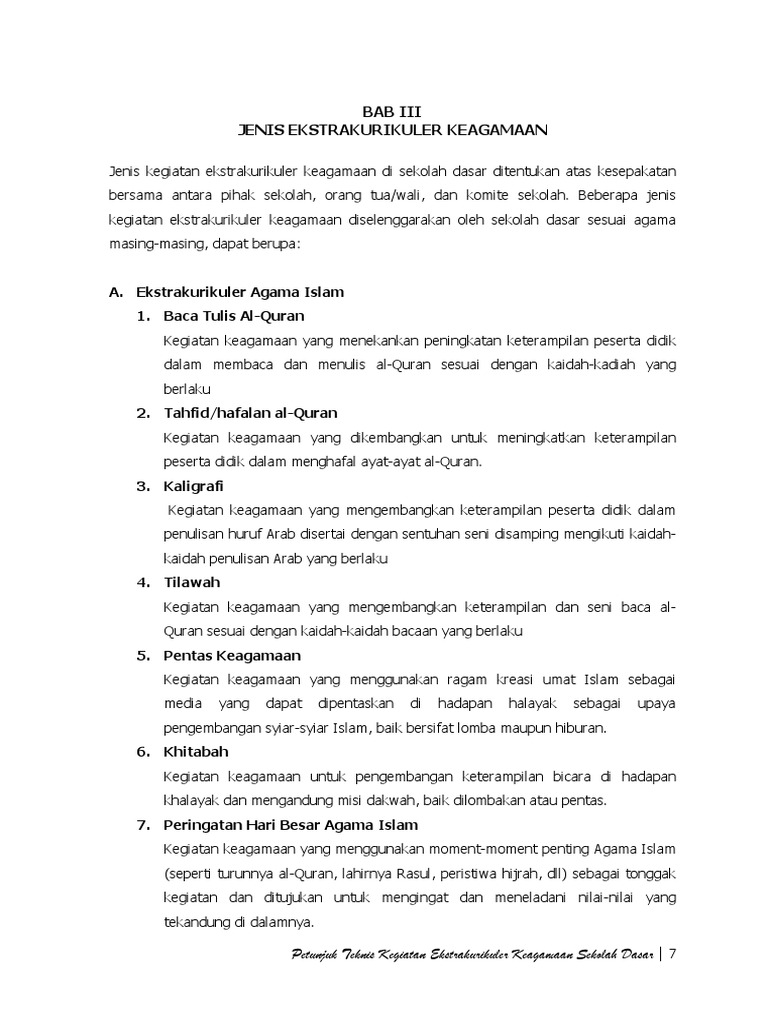 Jenis Ekstrakurikuler Keagamaan Docx