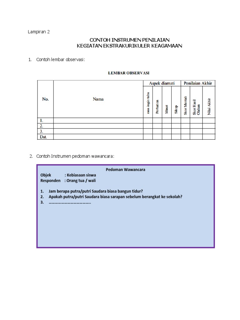 Contoh Instrumen Penilaian PDF