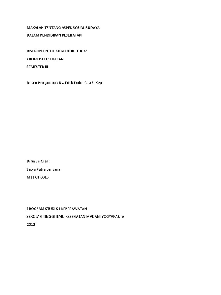 Makalah Tentang Aspek Sosial Budaya