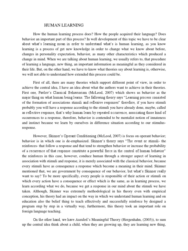 Human Learning Asmel | PDF