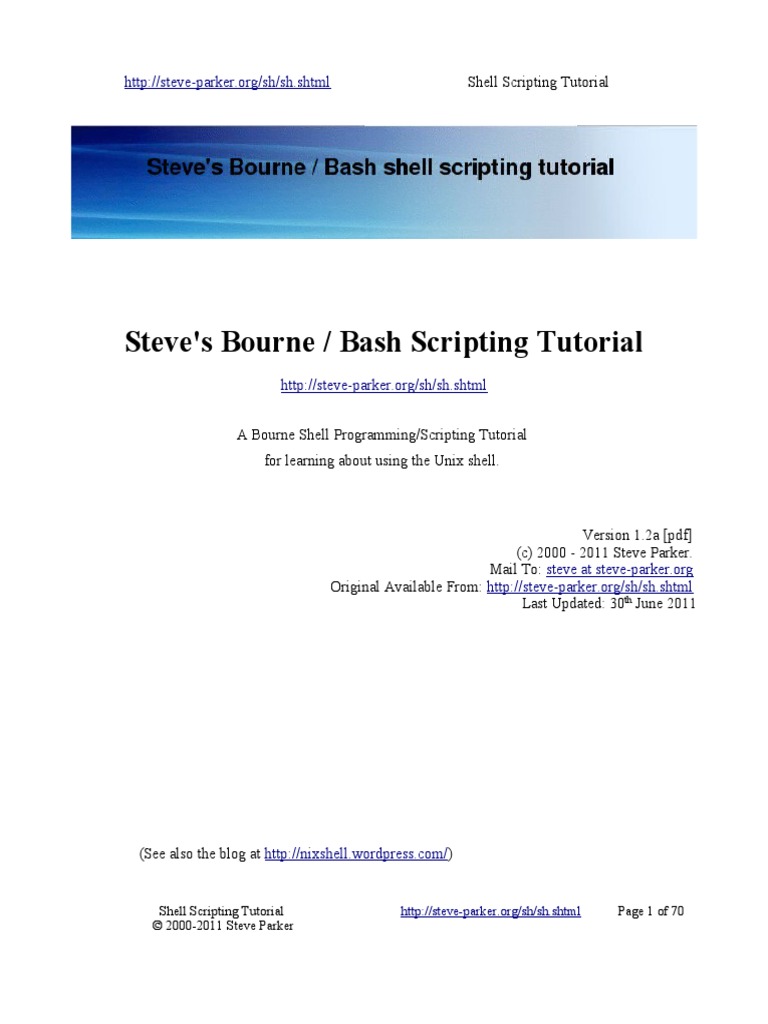Shellscriptingbook-Sample - Steves Bourne-Bash Scripting Tutorial PDF ...
