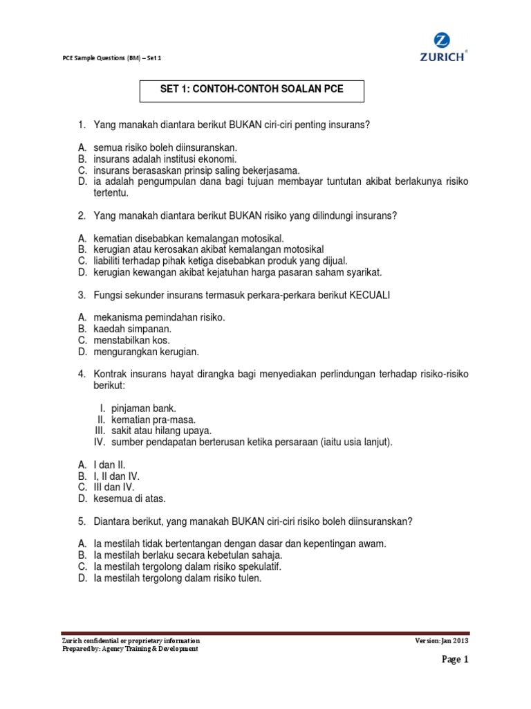 PCE Sample Question - SET 1 (BM) PDF | PDF