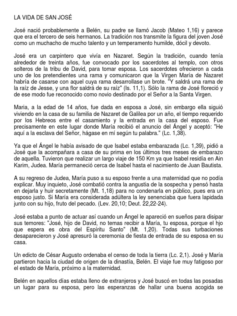 Biografía de San José: Vida y Legado | PDF | San José | María, madre de ...