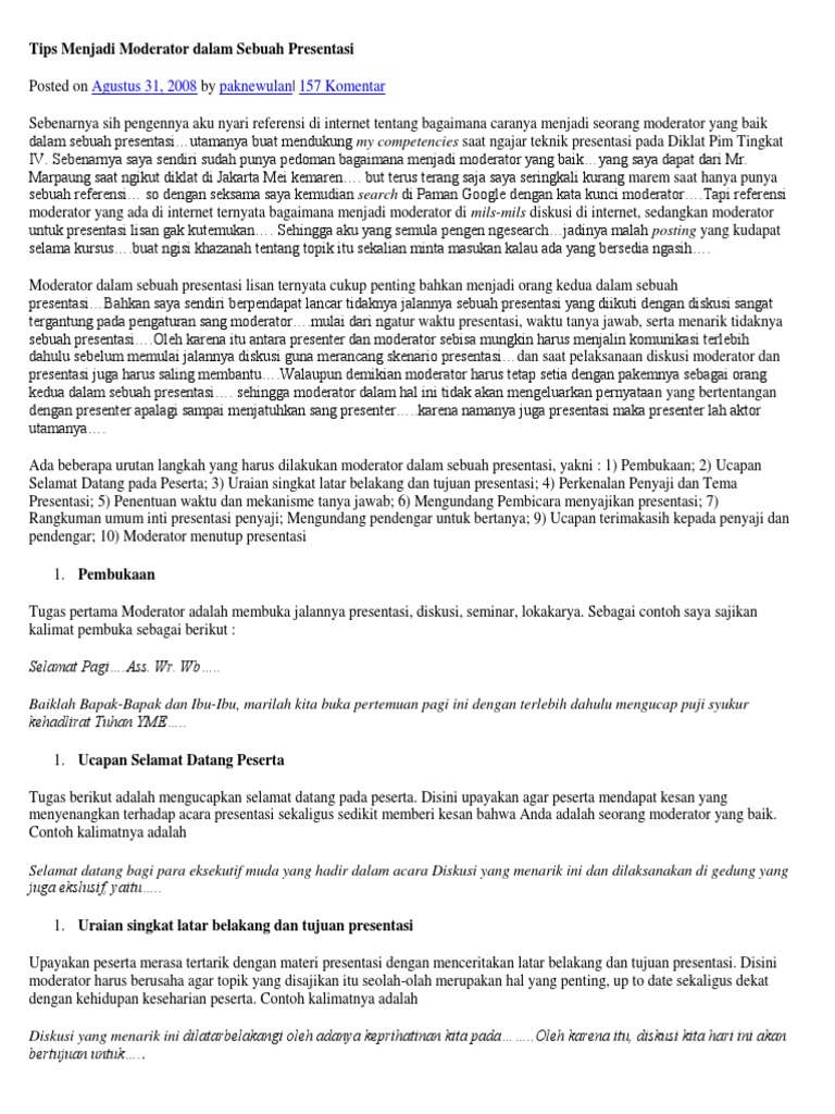 Menjadi Moderator Dalam Sebuah