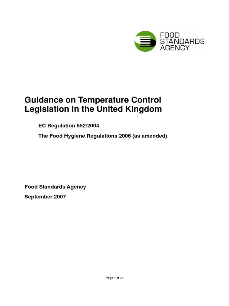 Temperature Control Guide UK | Download Free PDF | Shelf Life | Food Safety