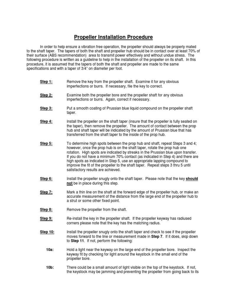 Propeller Installation Guidelines | PDF | Propeller | Manufactured Goods