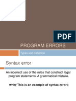 Program Errors: Types and Definition