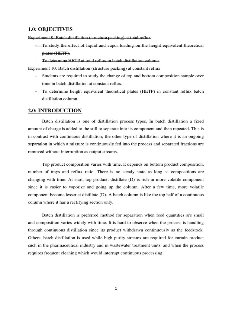 Batch Distillation Pdf Distillation Laboratory Techniques