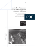 Metodo, Analise e Verdade em Psicologia Sobre Uma Análise Institucional Do Discurso