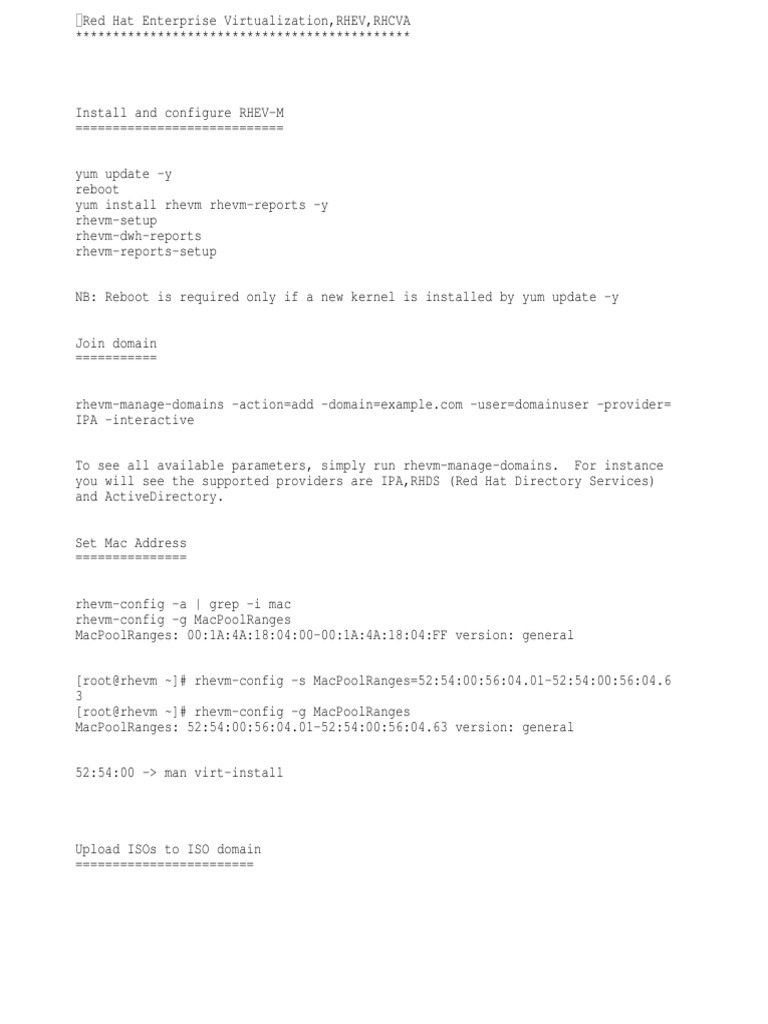 Install and Configure Redhat Virtualization (RHEV) PDF Red Hat Virtual Machine