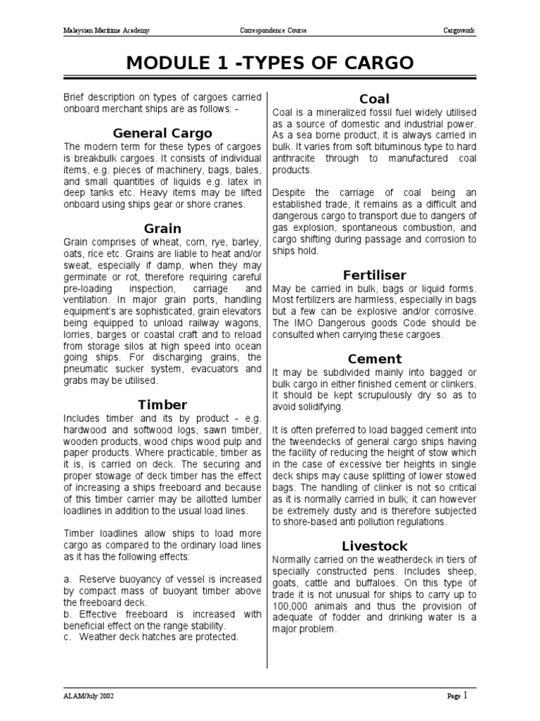 Cargo Work Full Notes PDF PDF Cargo Ships