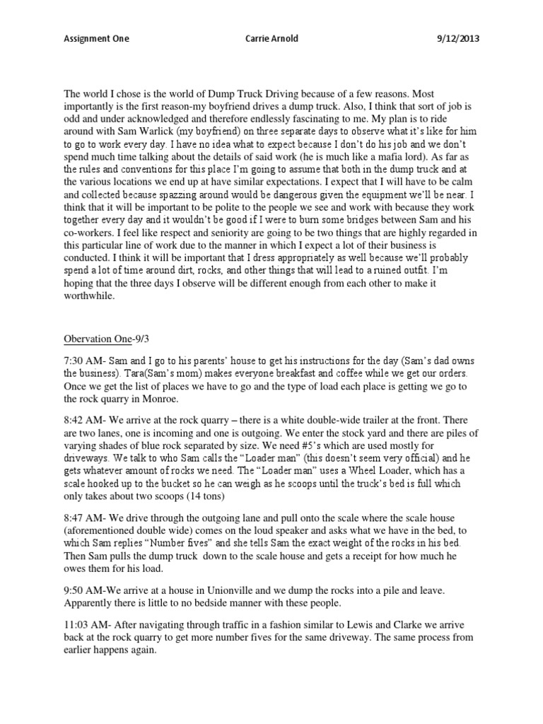 Observations of Dump Truck Driving | PDF | Truck | Road Transport