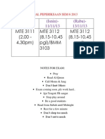 Jadual Peperiksaan Sem 6 2013