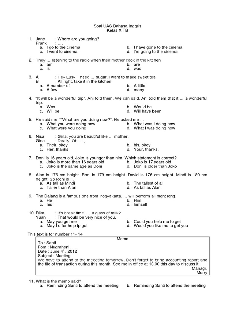 Soal Bhs Inggris Kls 11 Reading Skill