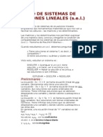 Estudio de Sistemas de Ecuaciones Lineales