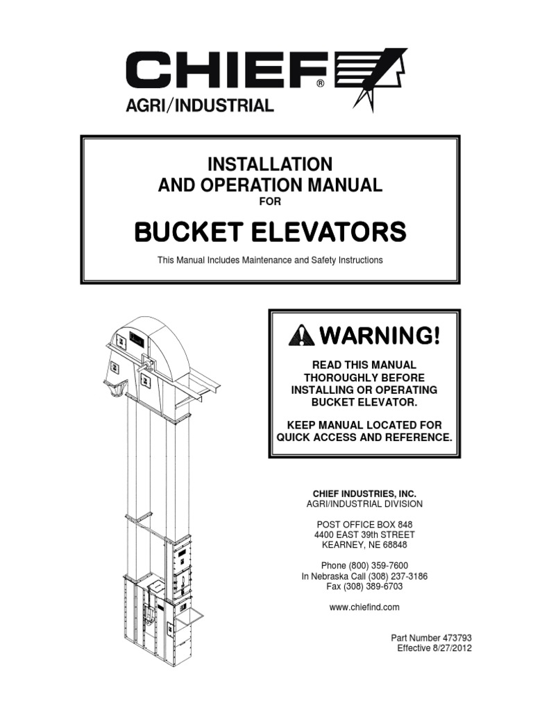 Chief Agri/Industerial Bucket Elevator Manual PDF