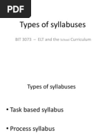 Task Based and Process Syllabuses