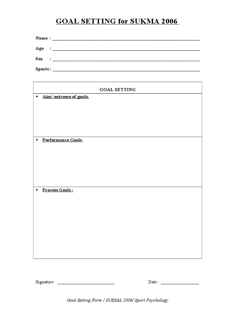 Goal Setting Form for SUKMA 2006 | PDF