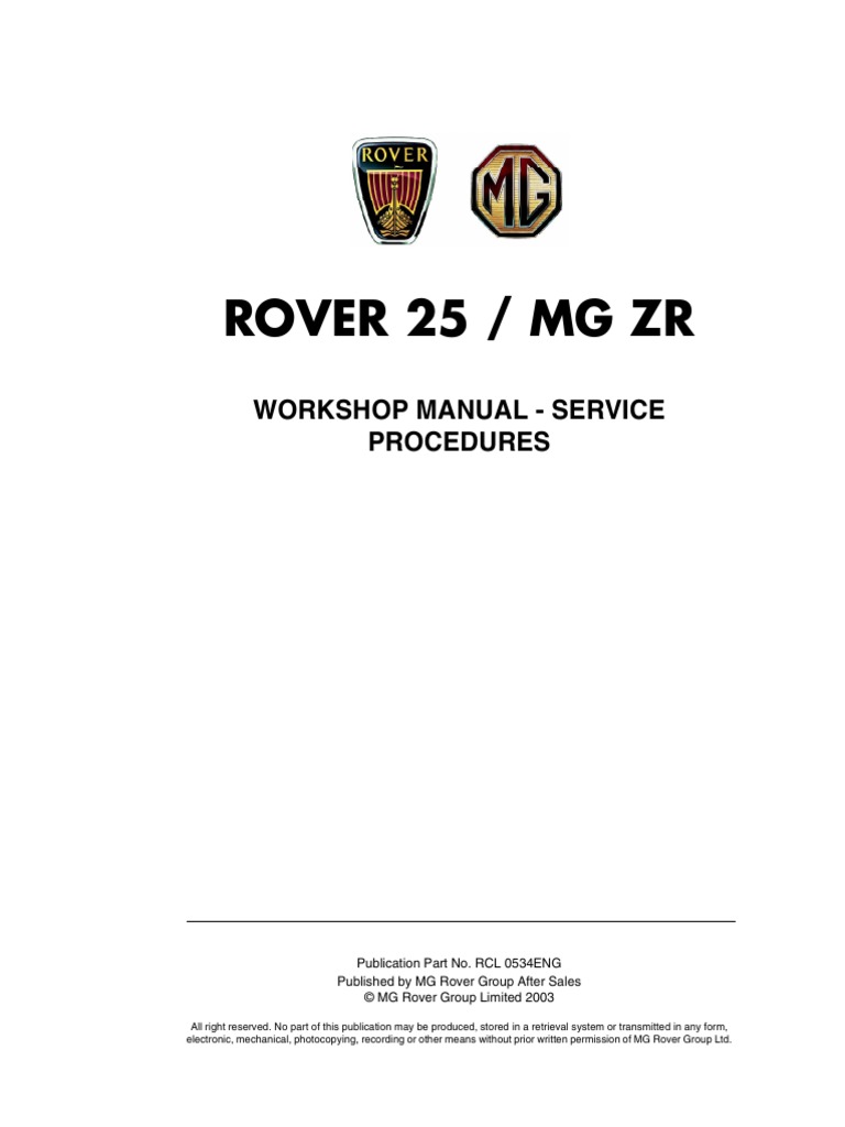36561385 Rover 25 MG ZR Service Procedures | Manual Transmission |  Transmission (Mechanics)