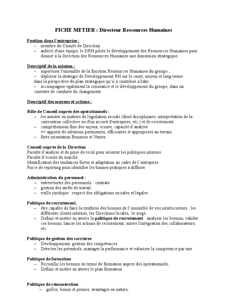 Bilan Compétences DRH  Gestion des ressources humaines  Recrutement