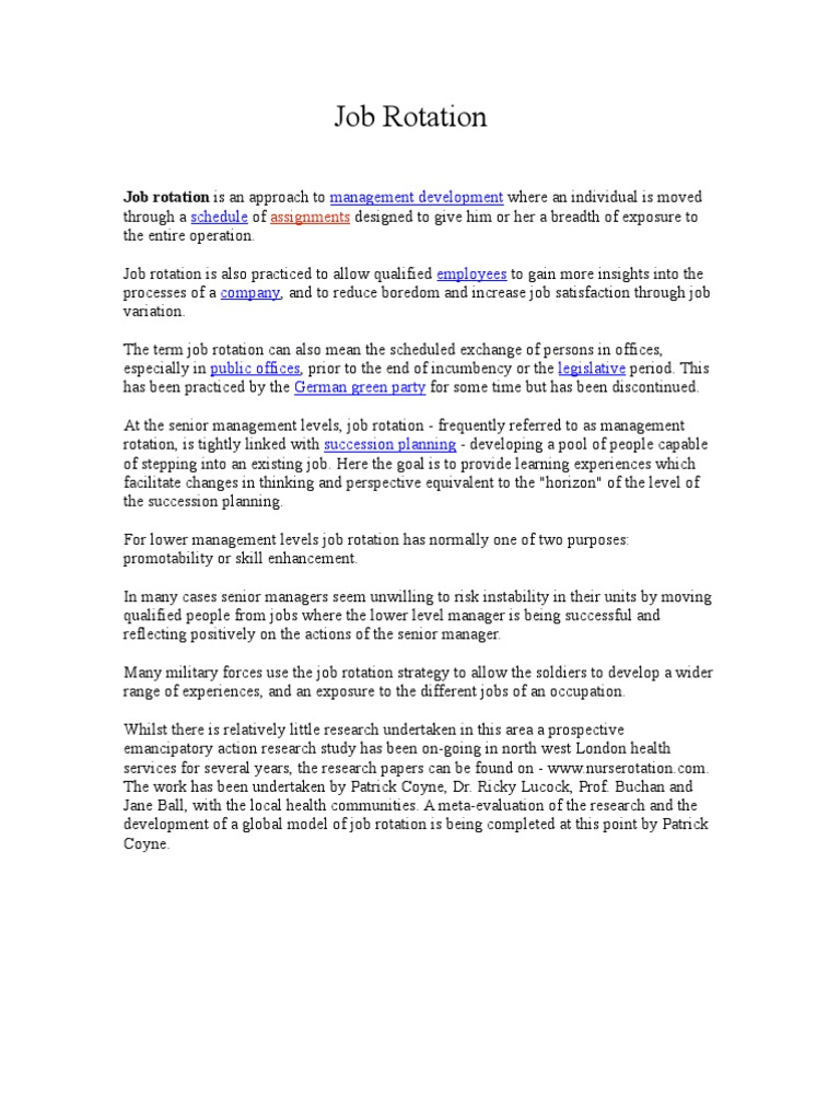 Job Rotation Employment Employee Retention