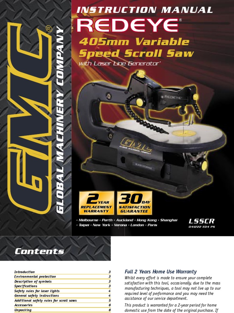 GMC LSSCR Scroll Saw User's Manual Blade Laser