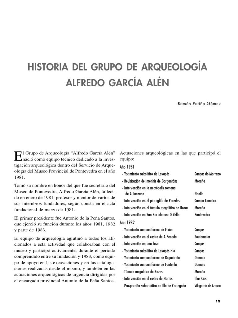 Historia Del Grupo de Arqueología "Alfredo García Alén" PDF